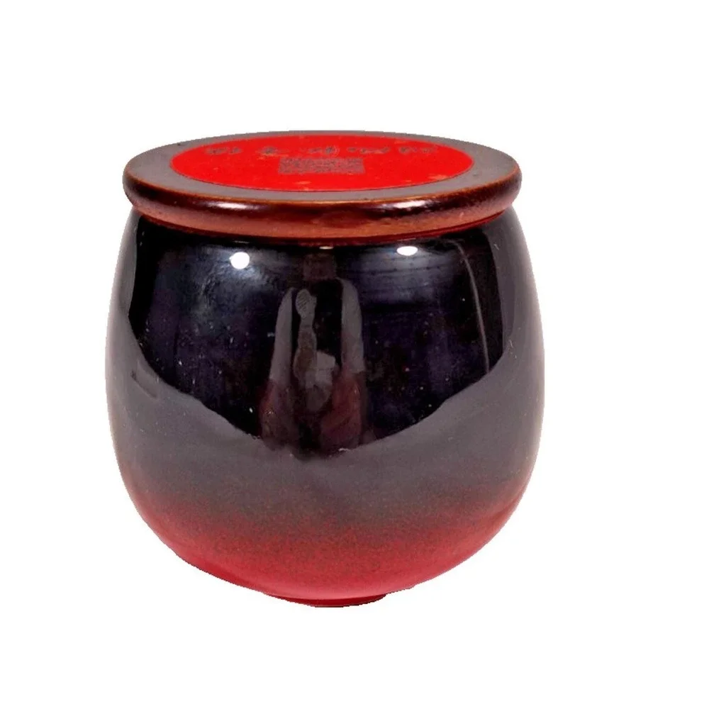 Chinese‎ Ceramic Ginger Jar Tea Caddy Black Red Gradient Glossy Glaze with Lid
